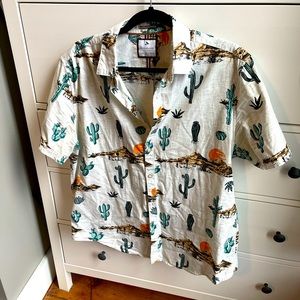 Men’s Cactus Patterned Short Sleeve Button Up